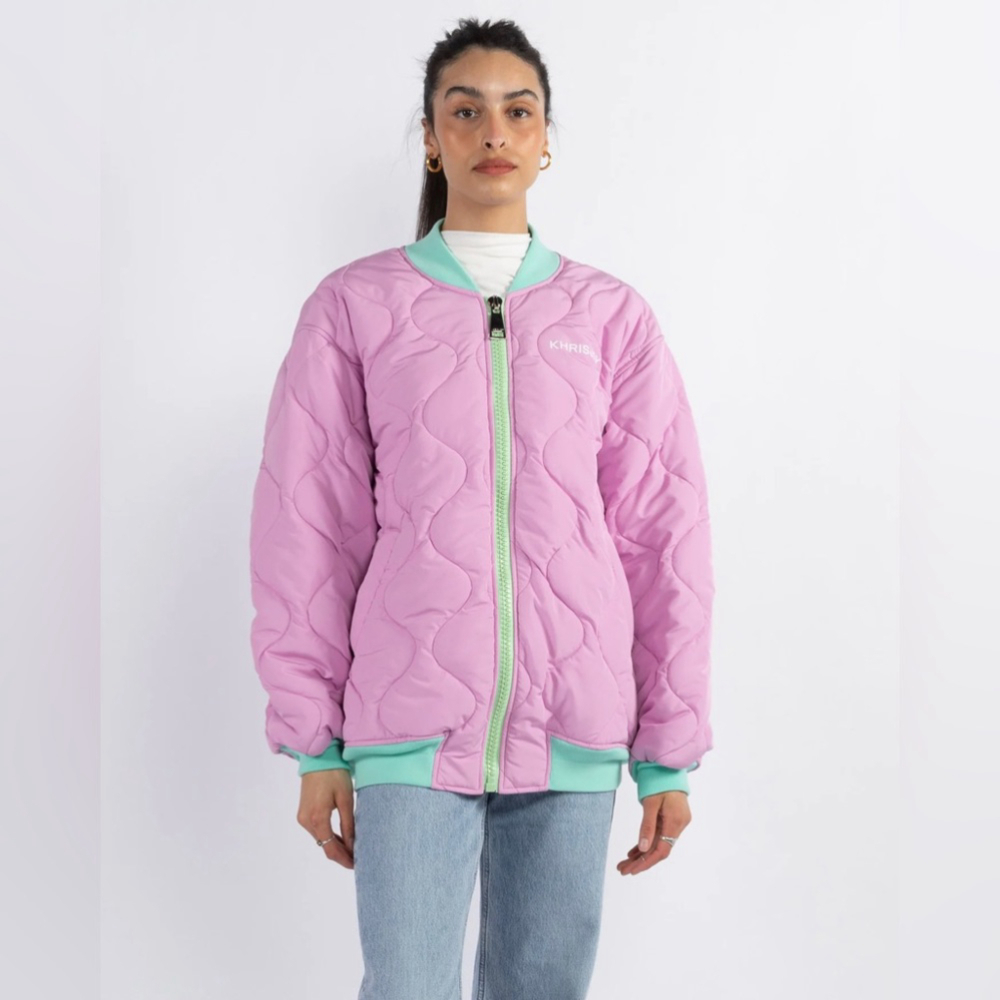 KHRISJOY NWT Quilted Bomber Jacket in Mauve Sz 0 (S)